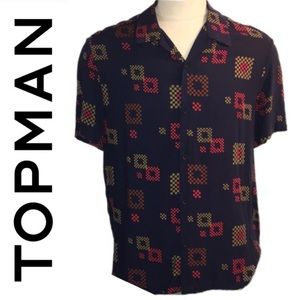 TOPMAN XL Navy Digital Print Men’s Shirt
